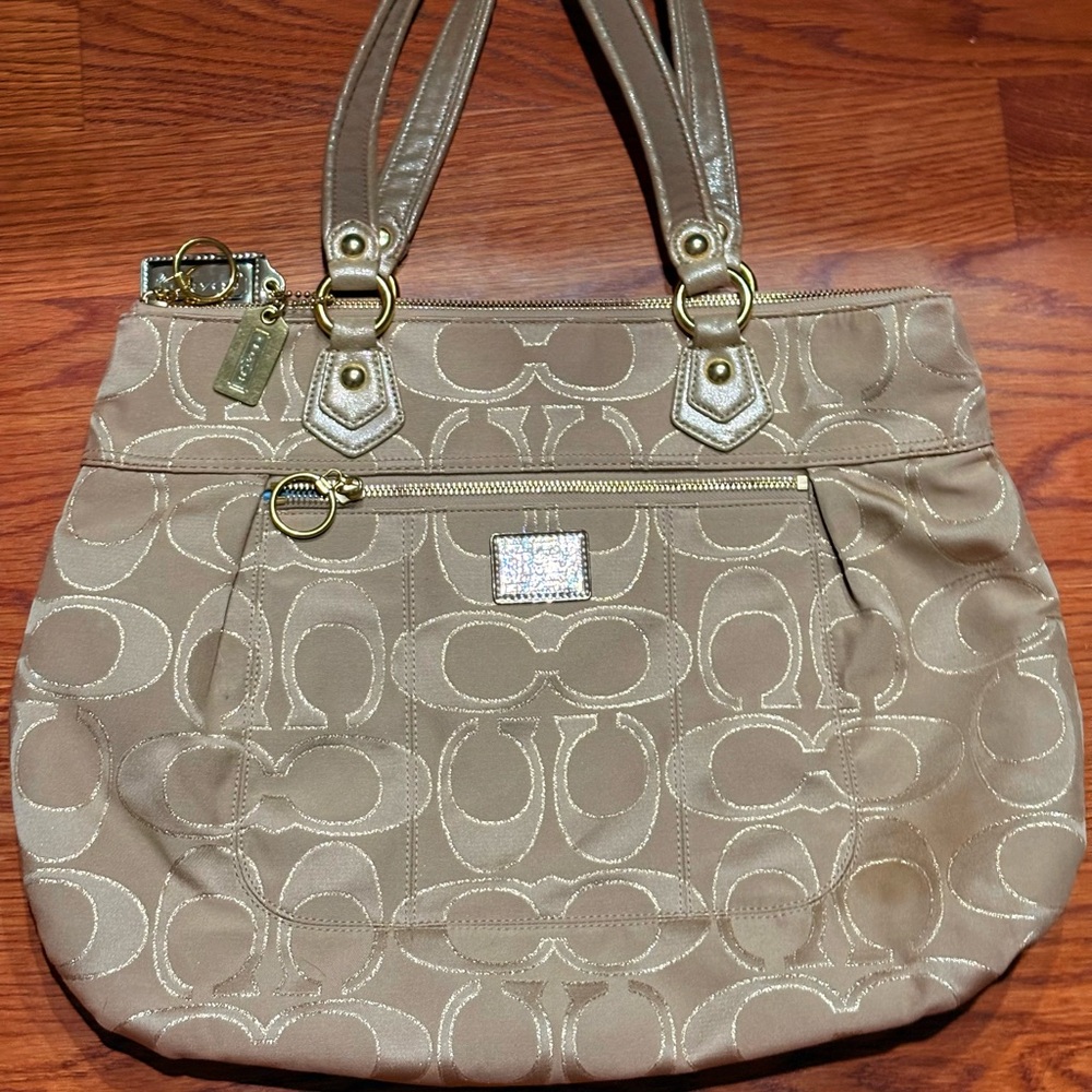 Coach Beige Signature Shoulder Bag
